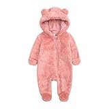 KIDDLETOWN Baby Overall Winter Fleece Strampler Baby Schneeanzüge mit Kapuze Neugeborenes Bär Schneeanzug Junge und Mädchen Einteiliger Anzug für 0-12 Monate
