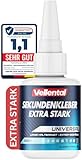 Sekundenkleber Extra Stark flüssig universal - Superkleber wasserfest, hitzebeständig & mit Nadel Verschluss gegen Austrocknung - Alleskleber für Plastik, Kunststoff, Glas, Holz, Metall uvm.