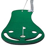 Crestgolf Putting Matte mit Übungsball und Training Tipps, Dicke hilfreiche Golf-Putting-Matte für Zuhaus…