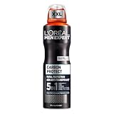 L'Oréal Men Expert XXL 5in1 Deospray für Männer, Bodyspray gegen starken Schweißgeruch, Schwitzen, Achselnässe und weiße Rückstände, Herren Deo Antitranspirant ohne Alkohol, Carbon Protect, 1 x 250ml