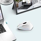 SENECESLI Ergonomische, Drahtlose, Wiederaufladbare Maus, Drahtlose Bluetooth -vertikale Maus, Einstellbare DPI und 2,4 GHz -Karpaltunnel Vertikaler Mäuse für Laptop -Desktop - (White)