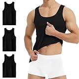 YouShow Unterhemd Herren Schwarz Tank Top Feinripp Baumwolle Sport Muskelshirts Sommer 3er Pack L