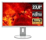 Fujitsu B24-8 T Monitor | 23,8 Zoll / 60,45 cm | TFT Flachbildschirm | 1920 x 1080 | 1000:1 | 250cd/m² | 5ms | DisplayPort & VGA & DVI | interne Lautsprecher | Weiß/Hellgrau (Generalüberholt)
