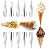 10 Stück Cannoli Form Röhrchen, Cannoli Molds Schillerlockenform Cannoli Backform Formen SpiralCroissant, Edelstahl Cream Horn Formen Kuchen Gebäck Spirale Backformen Backzubehör