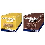 Corny Haferkraft Banane, Haferriegel, 12er Pack (12 x 140g Schachtel mit je 4 Riegeln) & Haferkraft Kakao, 12er Pack (12 x 140g Schachtel mit je 4 Riegeln)