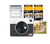 Kodak Mini Shot 3 Retro 4PASS 2-in-1-Sofortbildkamera und Fotodrucker, Tragbar (7,6 x 7,6 cm) + Paket mit 68 Blatt, Weiß