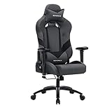 Songmics Bürostuhl Gaming Stuhl Chefsessel ergonomisch mit Verstellbare Armlehnen, Kopfkissen Lendenkissen 66 x 72 x 124-132 cm Grau-Schwarz RCG13G