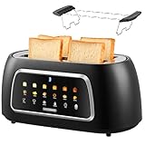 Steinborg® Automatik Toaster mit Brötchenaufsatz 4 Scheiben Automatische Liftfunktion ohne Hebel - Langschlitztoaster Toastautomat Digitales Display Brotzentrierung Restzeitanzeige Abschaltautomatik