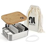 nicelock Edelstahl Brotdose mit Bambus-Decke 1200ml | Lunch...