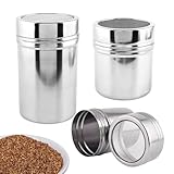 Generisch Puderzuckerstreuer – 3 Edelstahlstreuer-Set, Küchen-Backwerkzeug | Zuckerstreuerbehälter Für Kuchen, Brot, Gebäck, Pfannkuchen, Kaffee, Dessert, Kochausrüstung, Home Chef Pro, Langlebig
