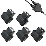 AOUZOVLI 5 Stück Lan Splitter 1 Auf 2 Schwarz Lan Verteiler 1 Auf 2 Ethernet Splitter,Langlebig,Dtabileres Signal,Geeignet für Ethernet CAT 5/6/7/8 Kabel