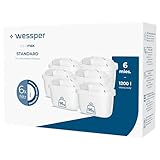 Wessper Wasserfilter Kartusche Kompatibel mit Brita Maxtra Wasser Kanne, Filter mit Aktivkohle und Lonenaustauscherharz, Wasserfilterkatuschen - 6 Pack