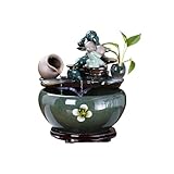 Innenbereich Keramik-Aquarium mit zirkulierendem Wasserspiel, Landschafts-Goldfischbecken mit Seerosentopf Wohndeko(XL)