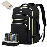 LOVEVOOK Handgepäck Rucksack Flugzeug, 50L Reiserucksack Damen Groß, Wasserdicht Laptop Rucksack Damen 18 Zoll mit Laptopfach, Travel Backpack Kofferrucksack Weekender Bag für Reise Business, Schwarz