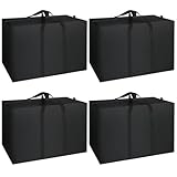 Xialvyu 4 Stück 115L Aufbewahrungstasche, Schwarz Unterbett Aufbewahrungsbox für Klamotten Bettdecken Kissen Decke Bettwäsche (80 x 29 x 48cm)