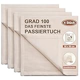 eFond Passiertuch, 4 Stück 50x50cm Käsetuch Feingewebt...