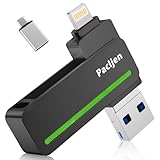 USB Stick für iPhone 256GB,[MFi Zertifiziert] Pacljen 3 in 1 Pen Drive USB mit Lightning und USB C,Externer Speicher für schnelle Backup Kompatibel mit iPhone/iPad/Android/Mac/PC(256GB,Schwarz)