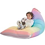 Nobildonna Sitzsack-Stuhlbezug für Kinder und Erwachsene, extra großer Sitzsack ohne Füllung, Plüschtierhalter und Organizer, Premium-Segeltuch, 250 l (Regenbogen)