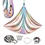 Aerial Tuch | Seiden Yoga Set | Hängematten Fitness Dehnübungen Ausrüstung für Indoor Fitnessstudio Training für Erwachsene Frauen Männer und Kinder
