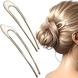 RYMAUP 2 Stück Haarnadeln, große U-förmige Haarnadel aus Metall, Vintage-Haarstäbe aus Metall mit Perlen, Hochsteckfrisur im französischen Stil für Frauen und Mädchen