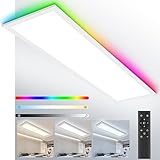 LED Panel Deckenleuchte 100x25, 30W LED Lampen Deckenlampen mit Fernbedienung, Tageslichtlampe Deckenpanel mit RGB Backlight, 3000K-6500K Lampe Lichtpanel als Wohnzimmerlampe, Bürodeckenleuchten usw.