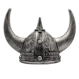 LOOYAR Mittelalter Mittelalter Wikinger Alter Gehörnt Wikinger Helm Berserker Soldat Krieger Kostüm Hut Sallet Erwachsene Spielzeug für Kampfspiel Halloween Cosplay LARP