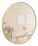 Terra Home Wandspiegel - Rund, 60x60 cm, Gold, Modern, Metallrahmen Spiegel - für Flur, Wohnzimmer, Bad oder Gaderobe