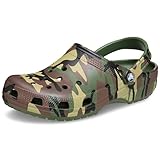 Crocs Klassische Clogs für Erwachsene, Unisex, saisonale Grafik, Army Green Camouflage, 13 Women/11 Men
