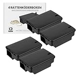 Köder-Discount Rattenfalle für Giftköder (Köder Nicht enthalten) – 4 Robuste, Abschließbare Rattenköderboxen mit Doppelteingang – Wetterfeste, Manipulationssichere Köderbox Ratten (22 x 14 x 8 cm)