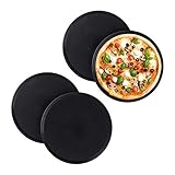 Relaxdays Pizzablech, 2er Set, rund, antihaftbeschichtet, Pizza & Flammkuchen, Carbonstahl, Pizzaform, ca. 1 cm (h) x 32 cm, grau, 10025633