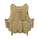 ACEXIER Molle Airsoft Weste Taktische Weste Platte Träger Swat Angeln Jagd Paintball Weste Militär Armee Rüstung Polizei Weste (Tan)