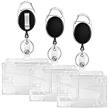 Redamancy 3 Stück Schlüsselband Ausziehbar Mit Transparente Kartenhalter, ID Card Holder Abzeichen Buddy Kit für Schlüsselanhänger und ID Card