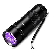 INF Taschenlampe UV Schwarzlicht, Taschenlampe mit 12 LEDs, Ultraviolettes Licht mit 395nm für Geocaching, Heimtierurindetektoren, Haustiere Urin-Detektor usw.