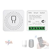 1 Stück Mini Smart Lichtschalter，Wireless Remote Control Schalter für Hausautomation, RF Ferngesteuerter Lichtschalter mit Timer und Bewegungssensor mit Alexa Echo, Google Home