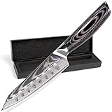 Wolfblood PRO Damastmesser Damast Küchenmesser L(23cm) Profi Santokumesser aus echtem 67 Lagen Damaststahl I Küchenmesser Chefmesser mit Holzgriff Geschenkbox & Klingenschutz