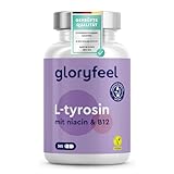 L-Tyrosin 365 Kapseln (6 Monate) - 1000 mg pro Tagesdosis - Veganes L Tyrosin mit Vitamin B3 & B12 - Für Nerven und Stoffwechsel* - Laborgeprüft, ohne Zusätze in Deutschland hergestellt
