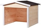 dobar® Mährobotergarage aus Holz als Bausatz - Rasenroboter Unterstand mit Bitumendach - 76 x 68 x 52 cm - Natur/Weiß