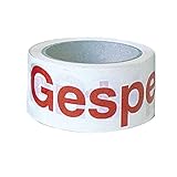 Betriebsausstattung24® Gesperrt Klebebänder auf Rolle weiߟ/rot, PE-od. PP-Folie, 66 mx5 cm