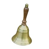 Messing-Handglocke aus antikem Messing mit Holzgriff, Höhe...