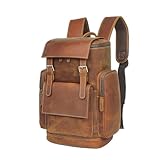 QSYJCCXD Europäischer und amerikanischer Retro-Rucksack, Crazy Horse, Rindsleder, Outdoor-Reisetasche, große Kapazität, Computer-Herren-Rucksack