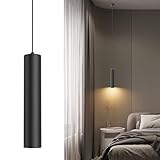 Klighten Pendelleuchte GU10 Zylinder, Hängelampe LED mit Leuchtmittel 5W 472LM, Hängeleuchte Höhenverstellbar Pendellampe für Küche Nachttisch Esstisch Wohnzimmer, Warmweiß 3000K, 30cm, Schwarz