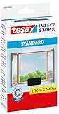 tesa Insect Stop STANDARD Fliegengitter für Fenster - Insektenschutz zuschneidbar - Mückenschutz ohne Bohren - Fliegen Netz anthrazit, 150 cm x 180 cm