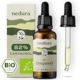 nedura® BIO Oregano Öl [100% NATURREIN] +82% Carvacrol - Oregano Oil in Lebensmittelqualität - Vielseitiges Ätherisches Öl Hochdosiert - Oreganoöl Bio aus Griechenland - 30ml