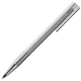 LAMY logo Druckbleistift 106 aus rostfreiem Edelstahl und Kunststoffteilen in der Farbe brushed mit integrierter Clip-Drücker-Einheit, inkl. Feinstrichmine LAMY M 40 (0,7mm)