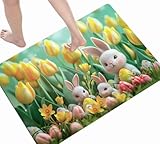 Badezimmerteppich, Badematte Easter, Badematte Stein Badteppich Badvorleger Rutschfest Waschbar, Duschvorleger Schnelltrocknend Badteppich 40x80cm Bad Teppich Badezimmer Teppiche, Bathroom Mat D-404