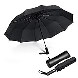 Regenschirm Taschenschirm Sturmfest Bis 140 km/h, JIGUOOR 12 Rippen Windsicherer sturmregenschirme Schirm, Auf-Zu-Taschenschirm Automatik, Kompakter Falt Reise Regenschirm Umbrella Windproof