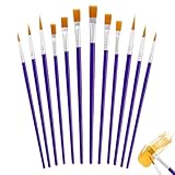 ATTEEFI 12 Stück Pinsel, Blau Dünne Pinsel, Wiederverwendbar Acrylpinsel, Haarpinsel, für Aquarell-, Öl-, Gouache-, Acrylmalerei oder Kunsthandwerk