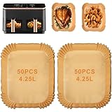 COSORI Dual Air Fryer Luftfritteuse Liner 8.5L CAF-R901 Einweg Pergamentpapier Liner für Cookwise 9L AF2-40D06 Luftfritteuse Antihaftes Zubehör für Cookwise Airfryer