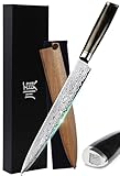 YOUSUNLONG Yanagiba-Messer 245 mm - Japanisches Damaststahl-Sushi- und Sashimi-Messer - Scheide aus Walnussholz und Griff aus Ebenholz - Präzises Schneiden von Fisch, Fleisch und Geflügel