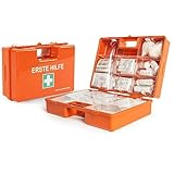 Floordirekt Erste Hilfe Koffer für Betriebe DIN 13157 gefüllt inkl. Wandhalterung | 1 Hilfe Verbandkasten Set für Zuhause, Büros und Gastro, Notfallbox bis 50 Mitarbeiter (28 x 20 x 11,5 cm)